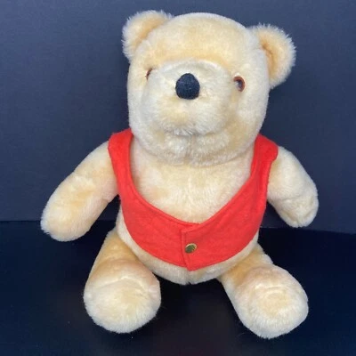 Vintage Winnie the Pooh Plush Removable Red Felt Vest 14" Stuffed Animal Bear  - Image 1 of 4