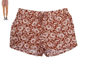 Pantalones Cortos BeBop Estampado Floral 3" Entrepierna Corbata Cintura Acentuada Juniors Nuevos con Etiquetas Óxido/Marfil - Imagen 1 de 1