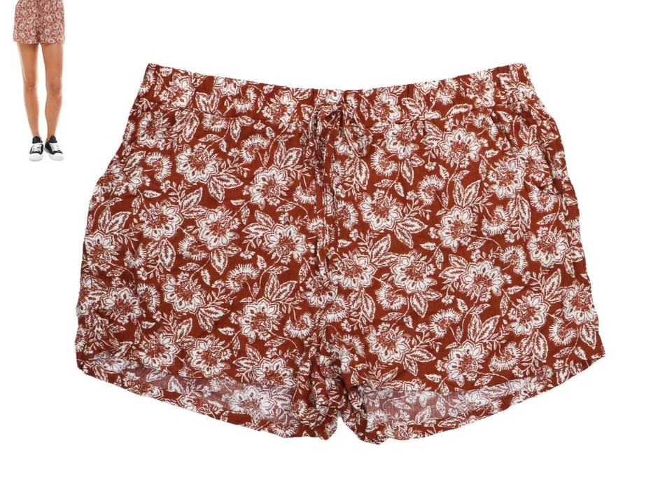 BeBop цветочный принт 3» по внутреннему шву галстук с акцентом талии Juniors шорты новый с Ярлыками ржавчины/слоновой кости - Изображение 1 из 1