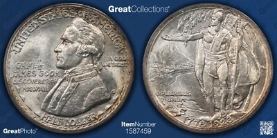 1928 PCGS MS64 CAC Hawaiian Commem | Incredible Original Surfaces |Free Shipping - Image 1 of 4