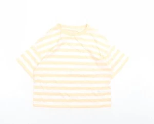 Marks & Spencer Girls Orange Cotton Blend T-Shirt Size 9-10 Years Crew - Picture 1 of 10