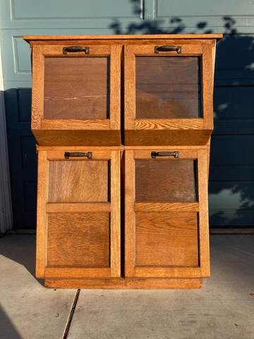 Walker Bin Co. Oak Drawers - 20th Century General Store Display Case - Grain Cover