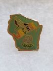 Wisconsin State Shaped metal Lapel Pin Robin, Wood Violet 1x.75" WI blue rainbow
