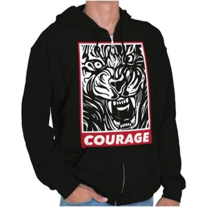 Cool Urban Streetwear Courage Fierce Tiger Sweatshirt Zip Up Hoodie Men Women - Picture 1 of 7