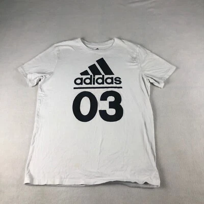 Adidas Shirt Youth 14/16 LG White Graphic 03 Activewear Short Sleeve - Image 1 of 4