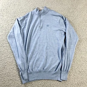 Peter Millar Sweater Mens Large Blue 1/4 Zip Pullover Wool Silk Golf Preppy - Picture 1 of 6