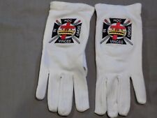 Embroidered Knights Templar White Cotton Gloves Ceremonial Dress Crown Cross NEW