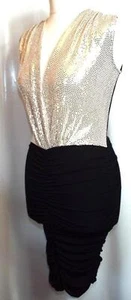 NEW JOHN ZACK 🌺 BLACK & SILVER BODYCON STRETCH DRESS 🌺 SIZE 8 # 1249* - Picture 1 of 6