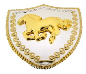 Horse Belt Buckle Men Women Western Cowboy COWGIRL Rodeo GOLD METAL ICED STYLE - Picture 1 of 7