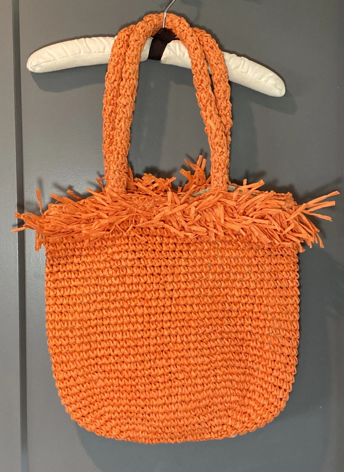 Straw Tote Bag in Orange - Image 1 of 4