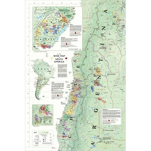De Long’s Wine Map of South America 24" x 36" - Picture 1 of 2
