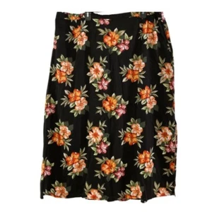 Vintage WHITE STAG Womans Black Floral Tropical Hawaiian Skirt, Size 26w/28w - Picture 1 of 9