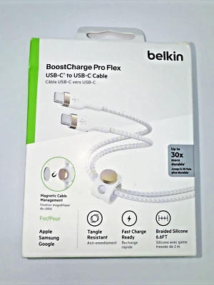 Belkin BOOSTCHARGE PRO Flex USB-C to USB-C Cable White - Image 1 of 4