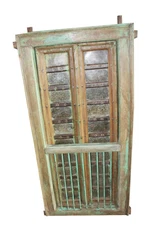 Indian Carved Terrace Window Door Teak Iron Jharokha Distressed rUSTIC Conscious
