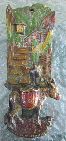 Vintage Solid Brass Painted Door Knocker Clovelly 2 Donkey Design Cover