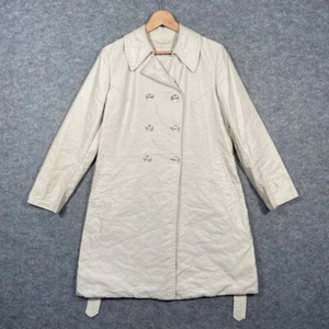 Gabardina Ermanno Scervino para mujer Reino Unido 6 beige cuero cinturón Mac chaqueta vintage - Imagen 1 de 18