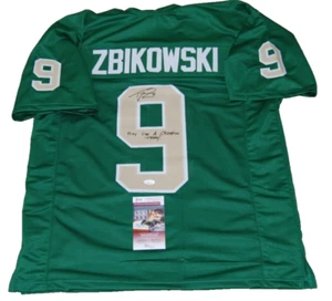 Maglia calcio verde firmata TOM ZBIKOWSKI (NOTRE DAME COMBAT IRISH) JSA - Foto 1 di 3