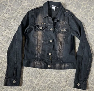 AVRIL LAVIGNE Abbey Dawn Black Denim Jacket Size Large - Picture 1 of 8