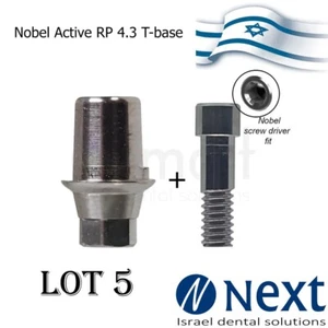 Lot x 5 T base Abutment Nobel Active RP 4.3 compatible screw cad cam - Picture 1 of 4