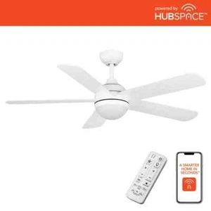 Morland 52 in. Smart Indoor/Covered Outdoor Matte White Ceiling Fan with Remote - Picture 1 of 5