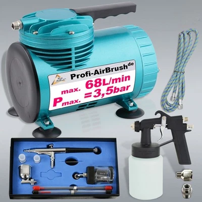 AIRBRUSH KOMPLETT SET KOMPRESSOR SET AIRBRUSH AIRBRUSHPISTOLE AIRBRUSHKOMPRESSOR - Bild 1 von 4
