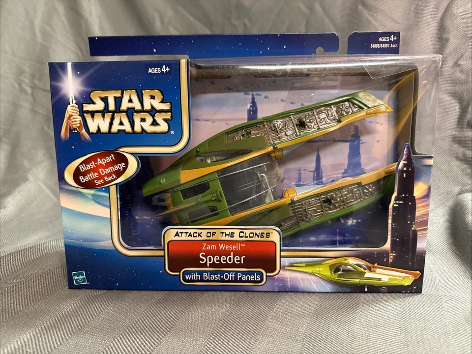 2002 Hasbro Star Wars Attack of The Clones Zam Wesell Speeder - NRFB
