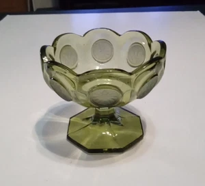 Fostoria Coin Glass Green 3-1/2" Compote Vintage Elegant USA - Picture 1 of 6