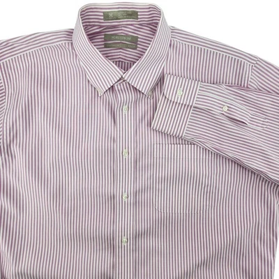 Nordstrom Traditional Fit Wrinkle Free Purple Stripe Dress Shirt 16.5 Easy Care - Image 1 of 4