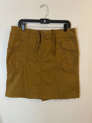 Falda midi Athleta marrón con bolsillos laterales talla 12 mezcla de algodón Foto 1 de 4