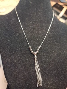New 14 Kt Solid White Gold Designer Pendent--14k 19" Link Necklace - Picture 1 of 24