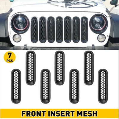 Front Grille Mesh Inserts & Headlight Cover For Accessories Jeep Wrangler JK JKU Foto 1 de 4
