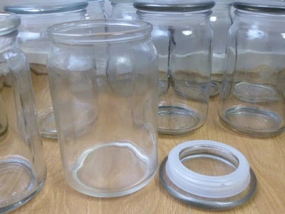 530g EMPTY💥LARGE CANDLE JARS CLEAR GLASS STORAGE 15½cm💥& SEAL LIDS 650ml - Image 1 of 4