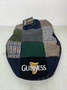Guiness Beer Traditional Patchwork Flat Cap Golf Cabbie Newboy Wool Blend Hat - Picture 1 of 7