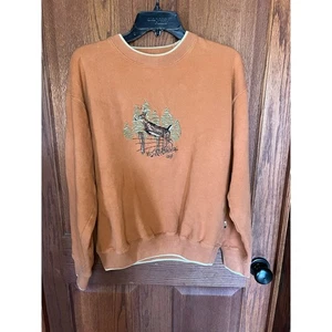 Vintage Field Tested Outdoor Fit Deer Trees Embroidered Sweatshirt MD Cotton - Bild 1 von 8