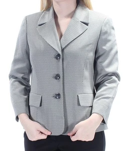 LE SUIT Womens Gray Collared Wear To Work Blazer Jacket 4 - Picture 1 of 6