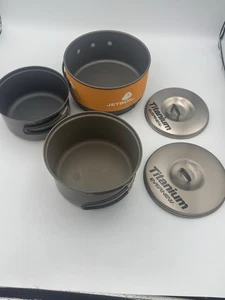 Jetboil FluxRing Cooking Pot + Evernew Titanium Nesting Pots & Lids Set - Picture 1 of 13
