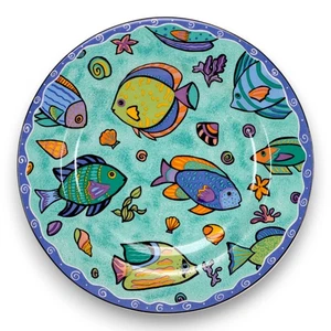 Plato de ensalada Sakura Caribbean Wave 8 1/4" diseño Sue Zipkin vintage años 90 - Imagen 1 de 3