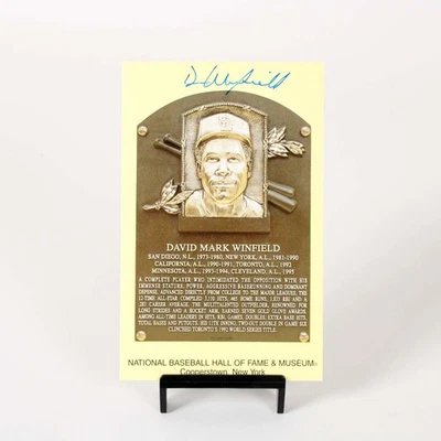 Dave Winfield Signed HOF Plaque Postcard Yellow COA JSA Cert & Sticker - Image 1 of 4