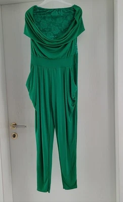 Hosenanzug Jumpsuit trägerlos strapless mit Spitze grün Gr. S - Bild 1 von 3