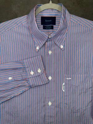 Faconnable Mens Shirt Trend Long Sleeve Collared Stripes Logo Size M - Image 1 of 4