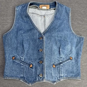 Levi’s Women’s Denim Vest Size Large Button Front USA Made Blue Jean Western VTG - Picture 1 of 7