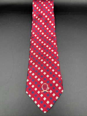 Corbata Tommy Hilfiger 100 % seda roja azul plata formas geométricas ENVÍO GRATUITO Foto 1 de 4