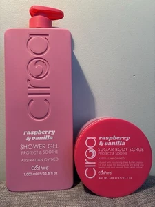 Ciroa Raspberry & Vanilla 2 pc Gift Set Protect Shower Gel & Body Scrub New - Picture 1 of 9