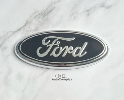 FORD 175mm X 70mm BLACK & SILVER BADGE BONNET BOOT C-MAX FIESTA FOCUS KA CONNECT - Image 1 of 4