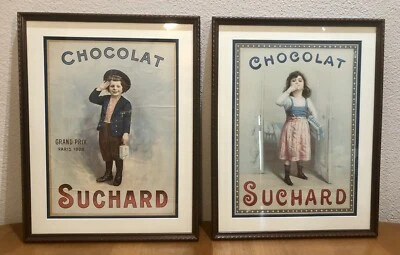 ✅Chocolat Suchard Framed GRAND PRIX Paris 1900 Picture  2006 Little Boy Girl - Image 1 of 3