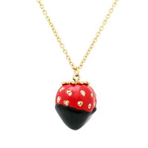 Kate Spade Outside the Box Chocolate Covered Strawberry Necklace - Very Rare - Picture 1 of 10