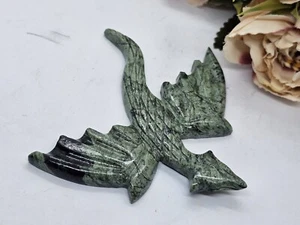 Serpentine crystal Full Dragon Carving 9.2cm 38g Meditation Kundalini Energy - Picture 1 of 9