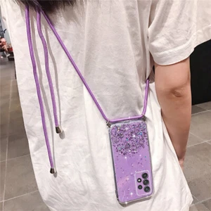 Case For Samsung S25 S24 S23 Ultra A56 A16 A55 Crossbody Necklace Glitter Cover - Picture 1 of 17