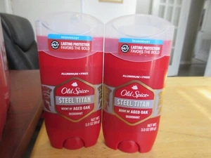 2Pk Old Spice Deodorant ~ Steel Titan Aged Oak Scent 3oz No Aluminum Lasts 24/7 - Picture 1 of 1