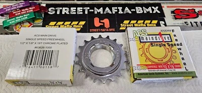 ACS Chrome BMX FREEWHEEL 18t x 1/8" Main Drive FIT 29" 26" 24" bike GT SE DK new - Image 1 of 2